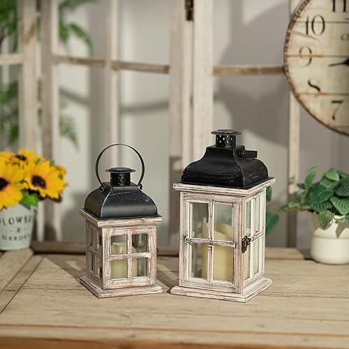 Miniatura 6 de Staymoment Faroles portavelas decorativos, portavelas de madera rústica para interiores para decoración de otoño, Navidad, boda, Halloween, 11