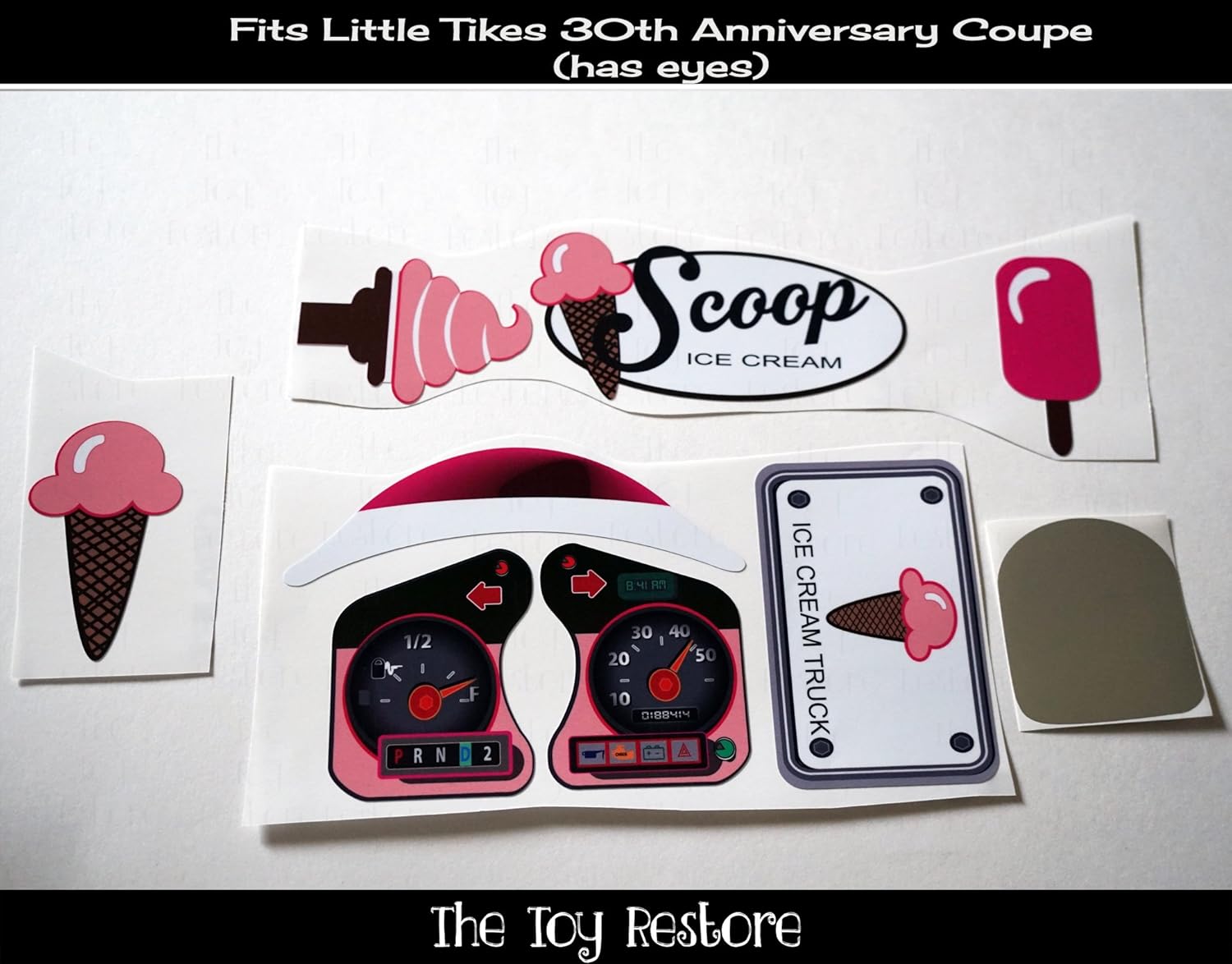 Toy Restore Decals Fits Little Tikes 30th Cozy Coupe Ice Cream Scoop M Set