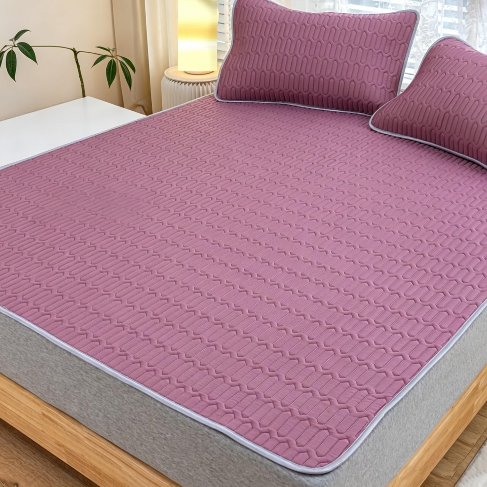 WFXXZL Cooling Mat with Pillowcase for Adult, Comfortable Foldable Summer Bed Mat, Cooling Bed Cover for Summer Home Dorm Use(Dark purple,Twin XL)