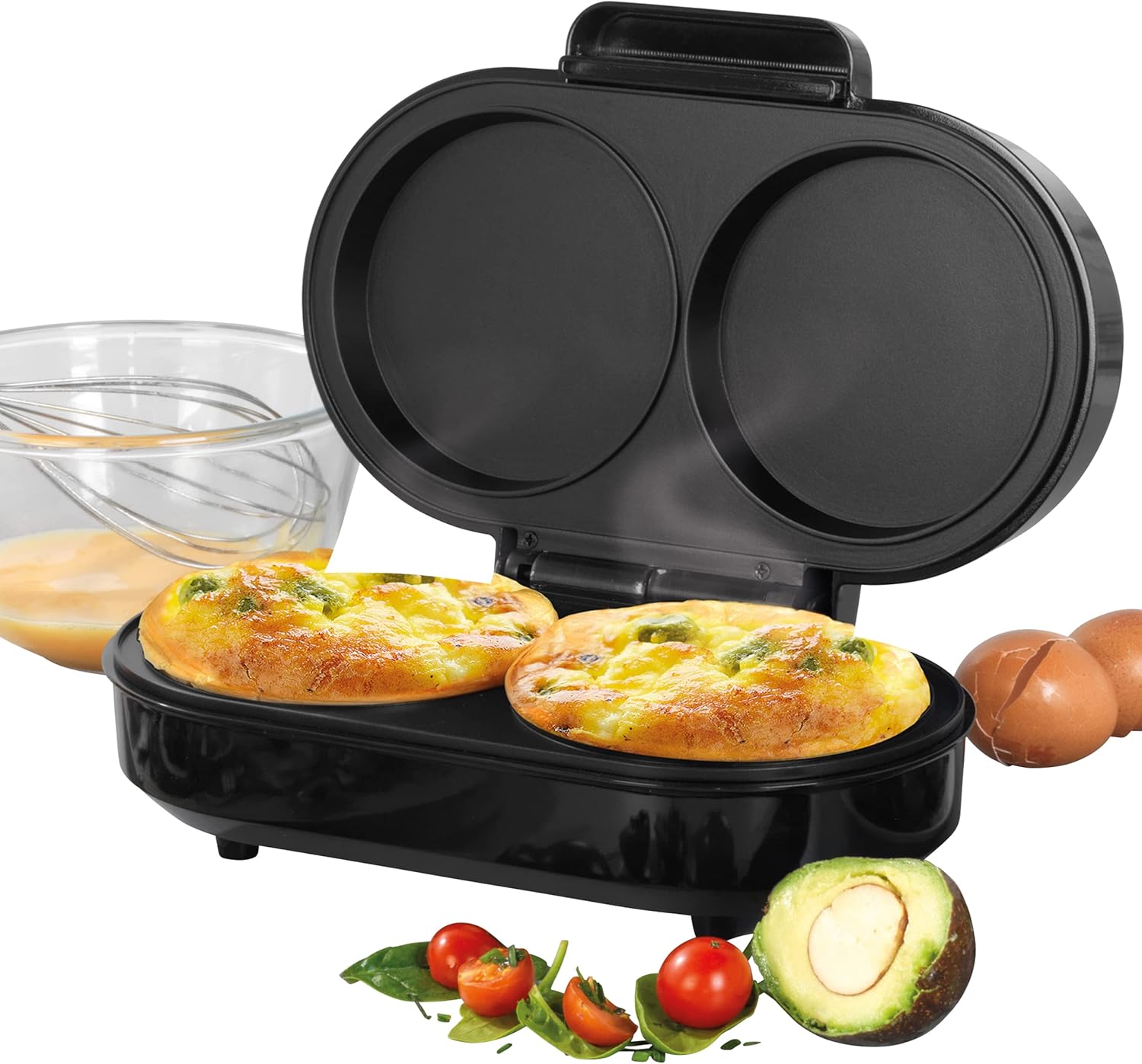 Salter EK4213 Dual Omelette Maker XL NonStick Egg Cooker, Electric
