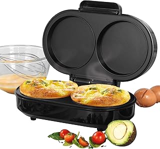 Salter EK4213 XL Dual Omelette Maker,Twin 0.8L Non-Stick Cooking Chambers, 1.6L Electric Multicooker For Omelettes, Wraps, Stuffed Chicken,Pancakes,Pastries,850W,Silver/Black