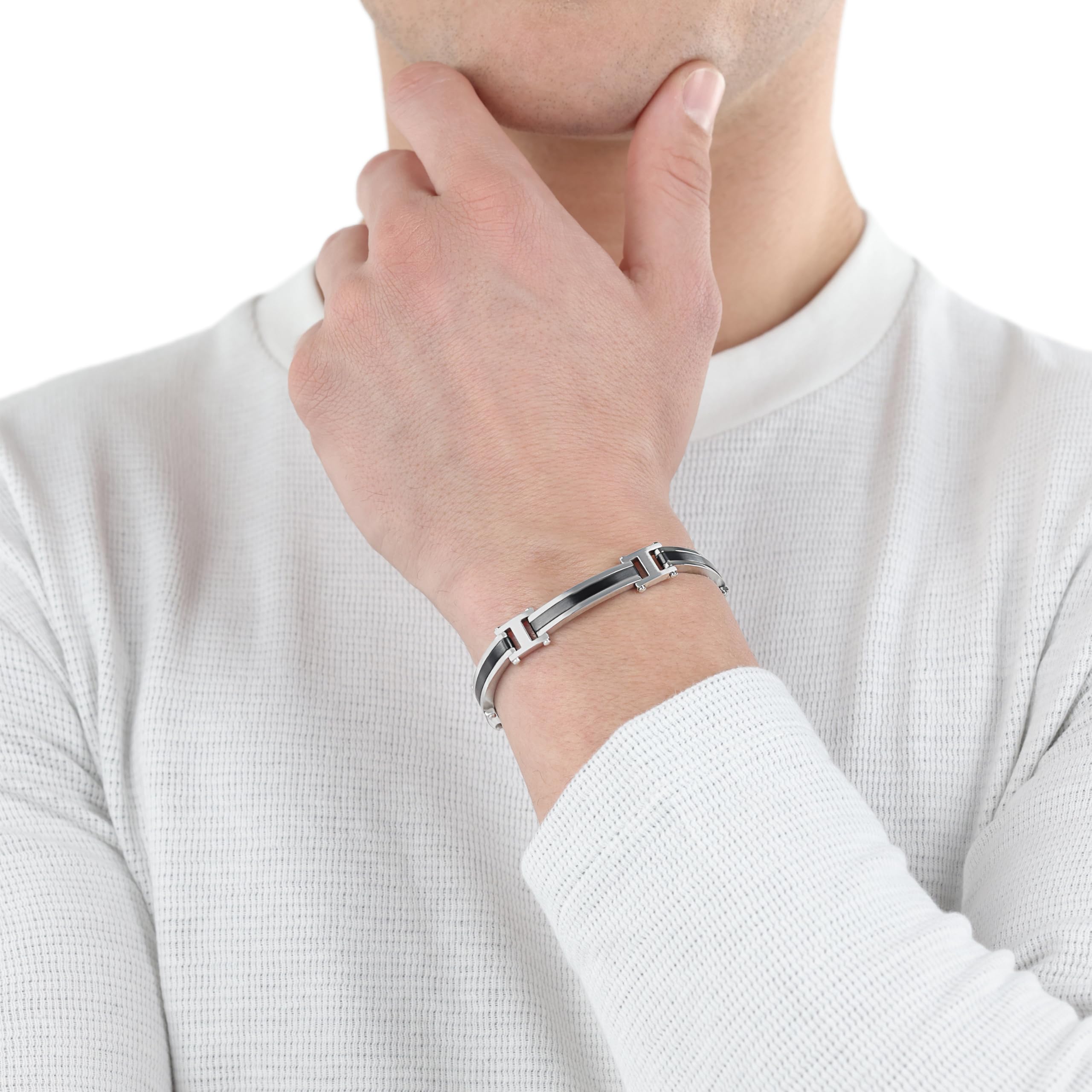s.Oliver Armband Edelstahl Herren Armschmuck, 18,5+1,5+1,5 cm, Silber, Kommt in Schmuck Geschenk Box, 2035798