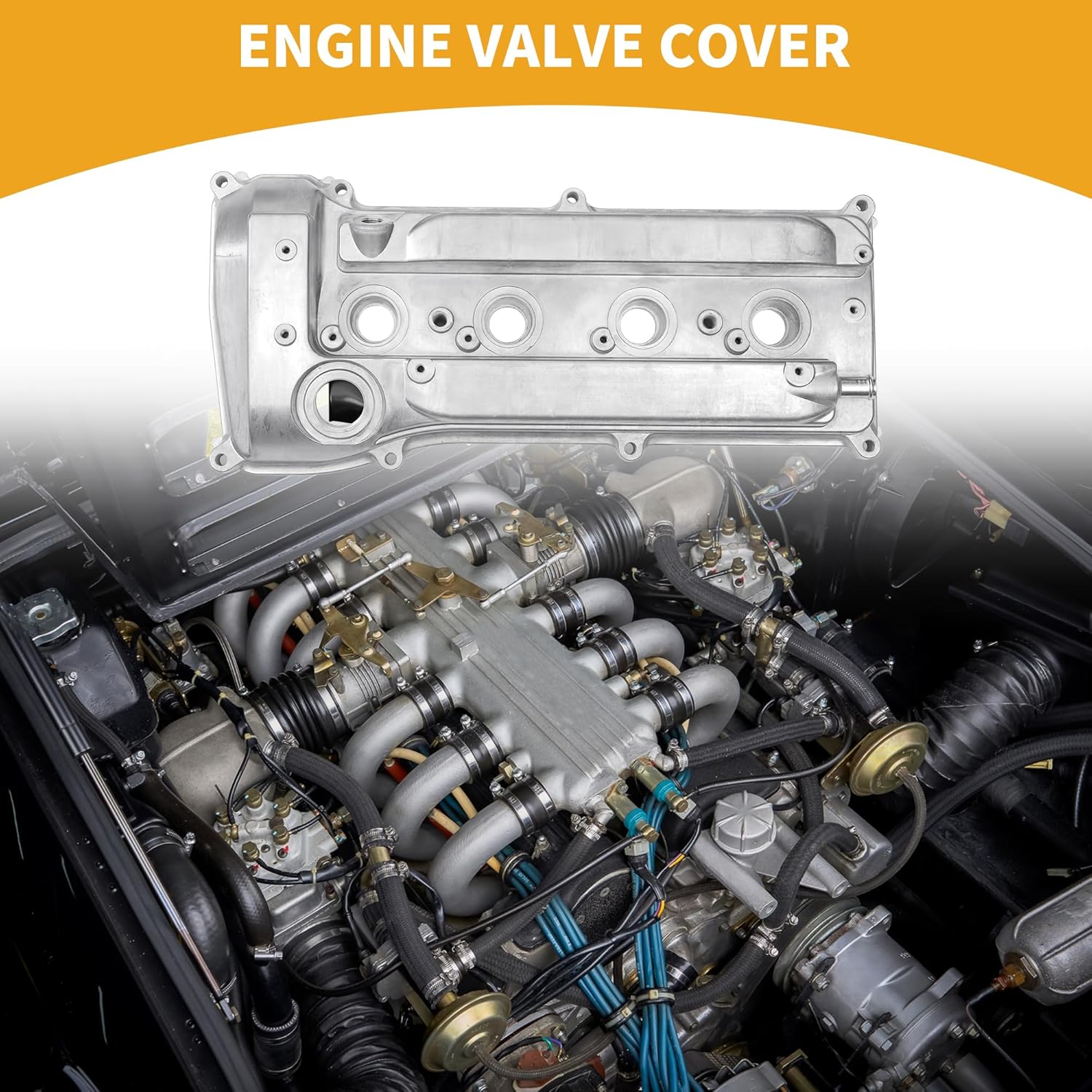 Engine Valve Cover No.1120128033/11201-0H010 Front Valve Rocker Cover for Toyota Camry 2.4L 2002-2011 Aluminum Alloy Silver Tone