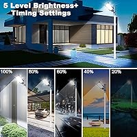 Vista 5 de Luces solares de calle Eleganted al aire libre, luces solares al aire libre impermeables de 10000 lúmenes del atardecer al amanecer, luces solares