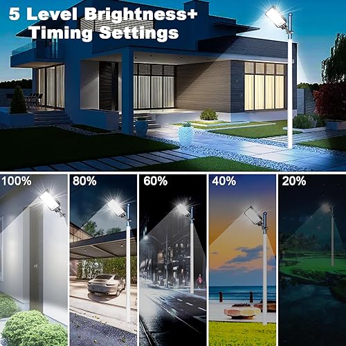 Miniatura 6 de Eleganted CHX-2000W - Farolas solares para exteriores, 6500 K, luz solar de estacionamiento, IP66 impermeable del atardecer al amanecer, luces de