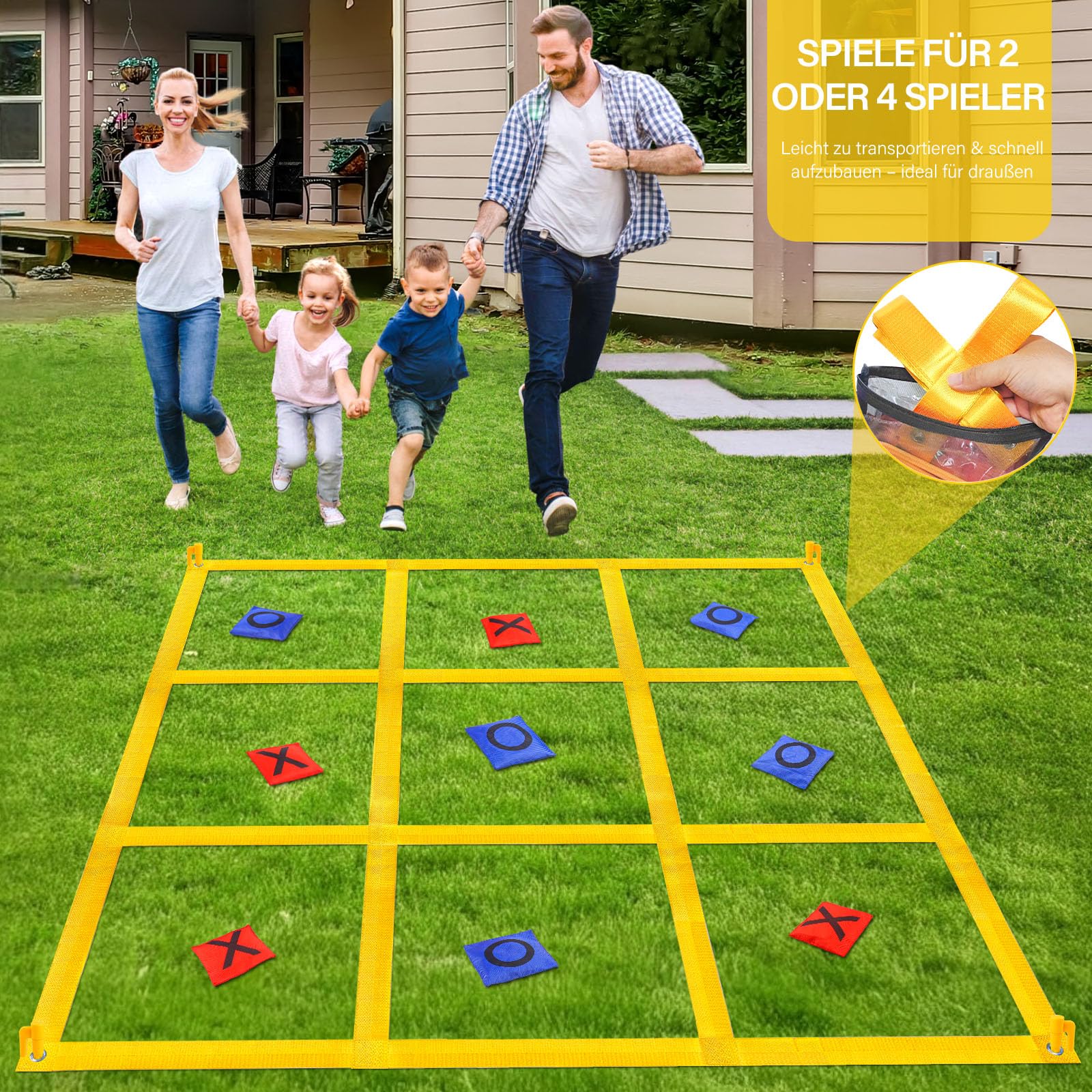 Jeux d'extérieur géants Tic Tac Toe pour Enfants, Adultes et familles, Jeu de Lancer de Sacs de fèves Tic Tac Toe Portable avec 10 Sacs de fèves