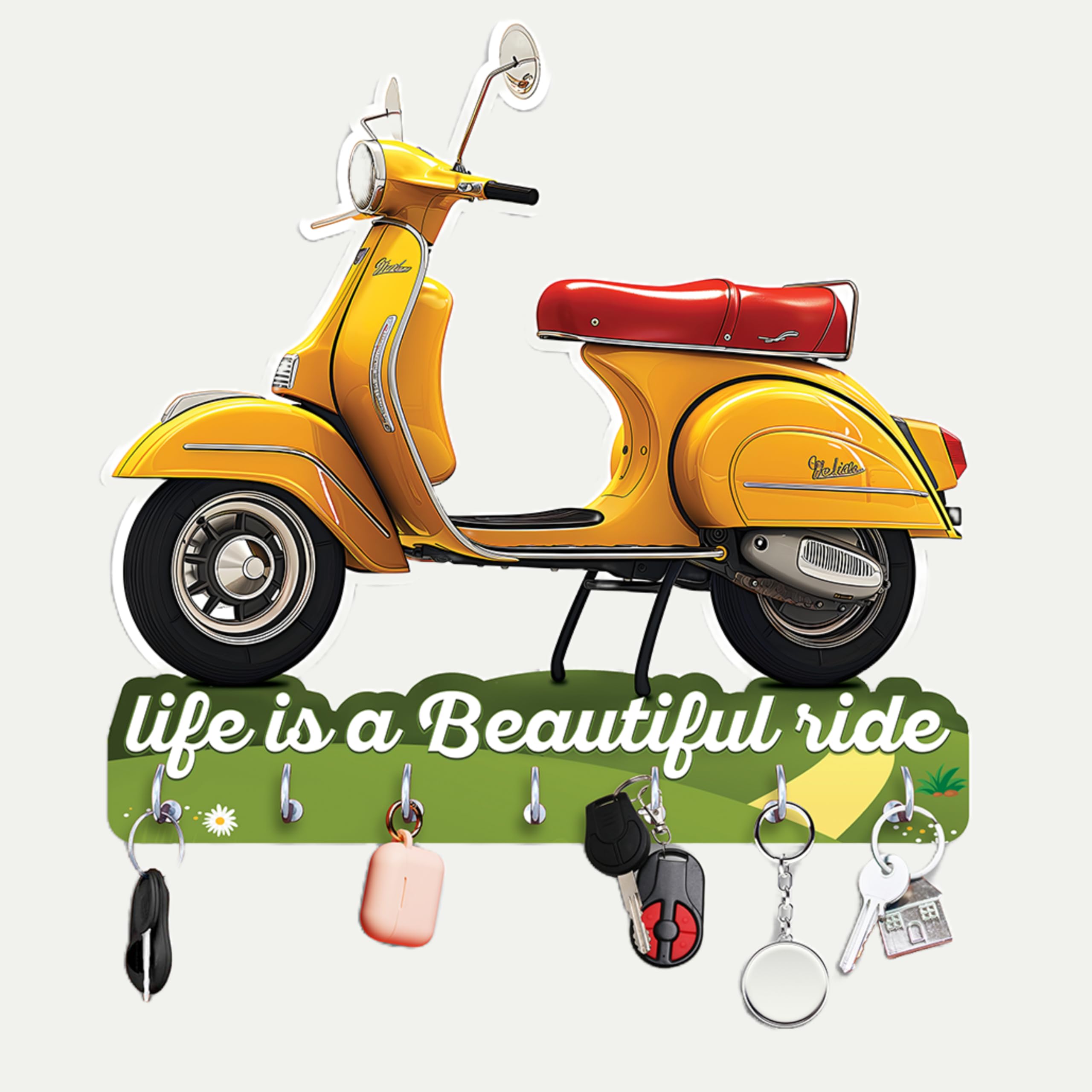 Phical Art Beautiful Wooden Uv Printed Scooter Key Holder for Home Wall Decor, Designer Key Holder for Living Room Wall Decor| (B0D7PTZJ3S) Amazon Price History, Amazon Price Tracker