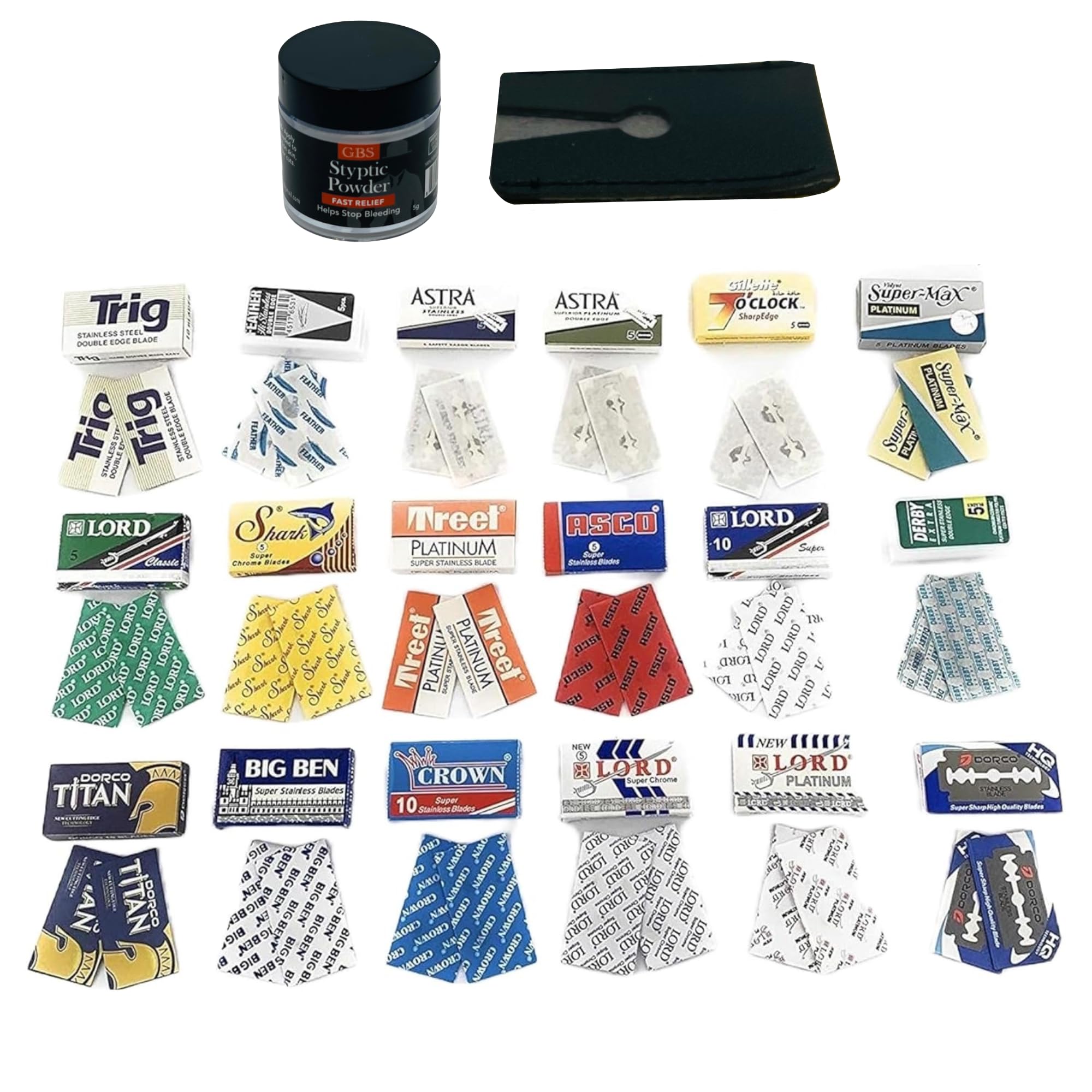 GENTS Sharp Blades and Styptic Powder Jar, Stops Bleeding From Shaving Nicks and Cuts Soothes Skin and Pore After Shave, Pack of 36