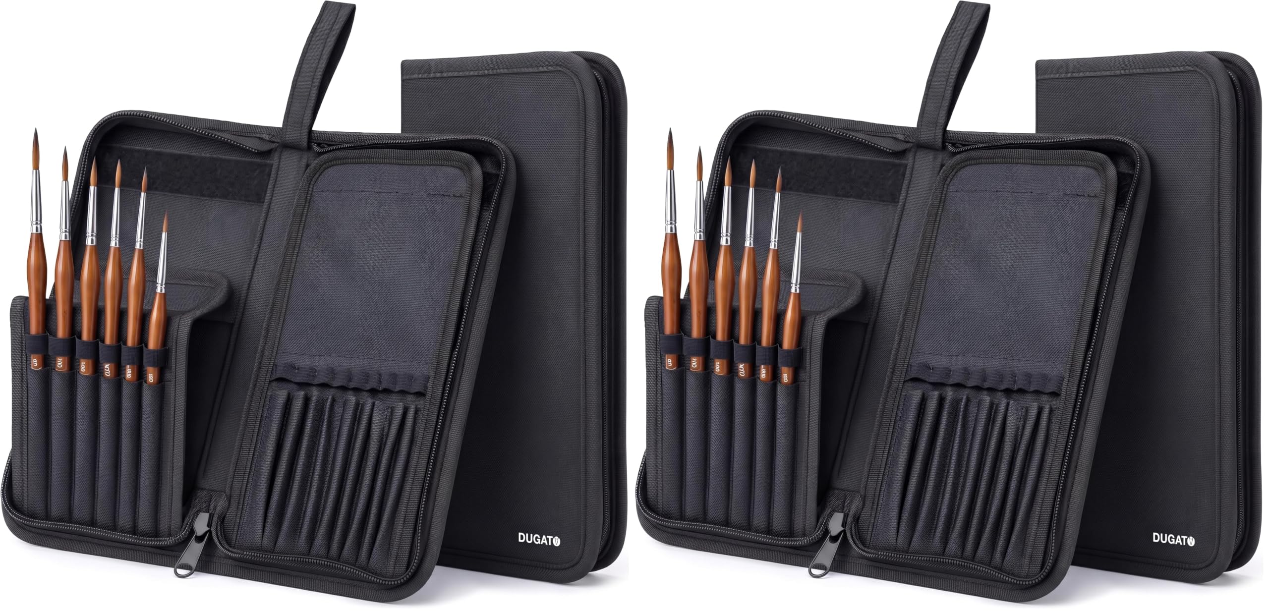 DUGATO Short Brush Holder &amp; Organizer, Canvas Case 5.4 x 10.7 in, Black (Pack of 2)