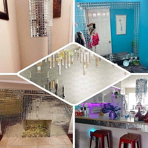 Miniatura 5 de Efavormart - Paquete de 10-12 x 12 pulgadas, azulejos plateados para pared de espejo retroprotector contra salpicaduras