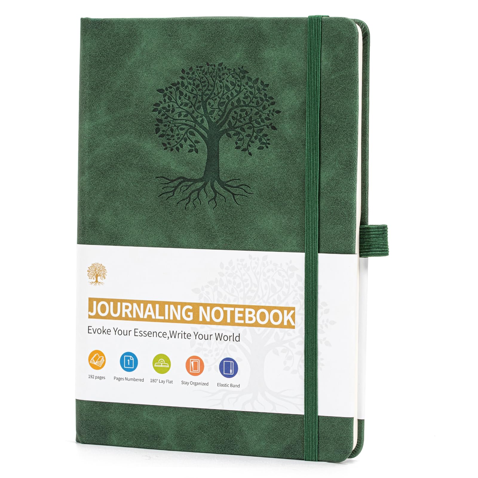 Zoruam Leather Notebook A5, Leather Journal for Men Hardback, 200 Pages, Dark Green A5 Size Lined Journals Note Books for Women Men Work, Writing, Office, School, 15 x 22 cm