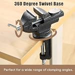 Bench Vise Table Vice Clamp 360° Swivel Base Bench Clamp Table Clamp Vise with Swivel Base Home Work Bench Clamp for Woodworking, Metalworking, Drilling, Cutting and Repair
