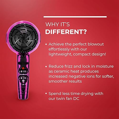 Miniatura 8 de FHI HEAT Platform Nano Lite Pro 1900 Turbo Turmalina Secador de pelo de cerámica de secado rápido con juego de accesorios de 3 piezas (peine,