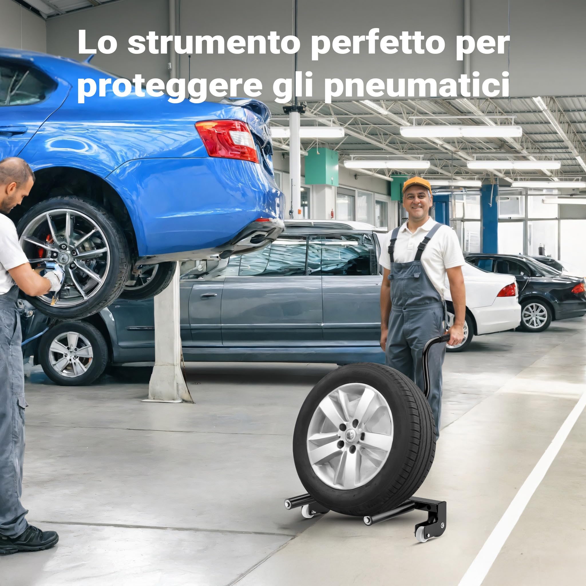 XPOtool Carrello smontagomme in Acciaio per Montaggio Pneumatici, Max 250kg, Carrello sposta Ruote, togliruote per Pneumatici 17-56,5 cm (6,5-22,5")