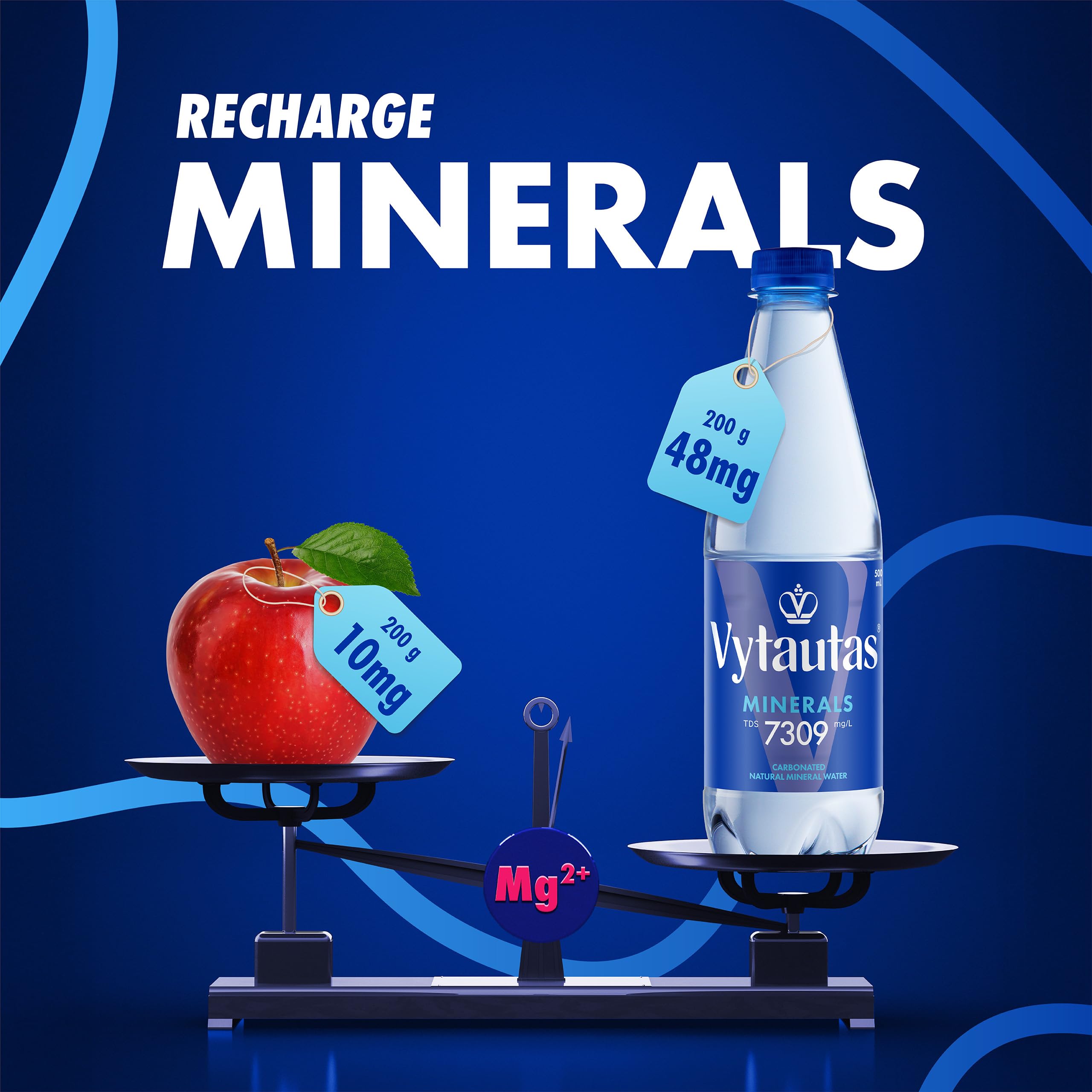 Vytautas Acqua Minerale Naturale Frizzante Confezione da 12 da 500 ml per un'idratazione Massima Ricca di Minerali Essenziali come Calcio, Magnesio, un'acqua Funzionale con Elevata Mineralizzazione