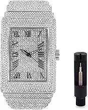 Men's Fully Iced Out Rectangle Watch, 40mm Case