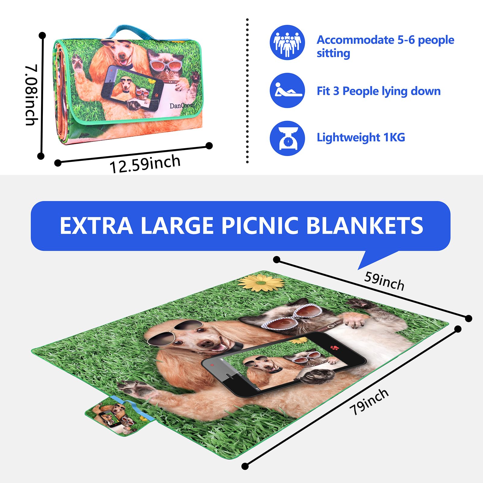 Couverture De Pique-Nique Imperméable Et Portable Avec Sangle De