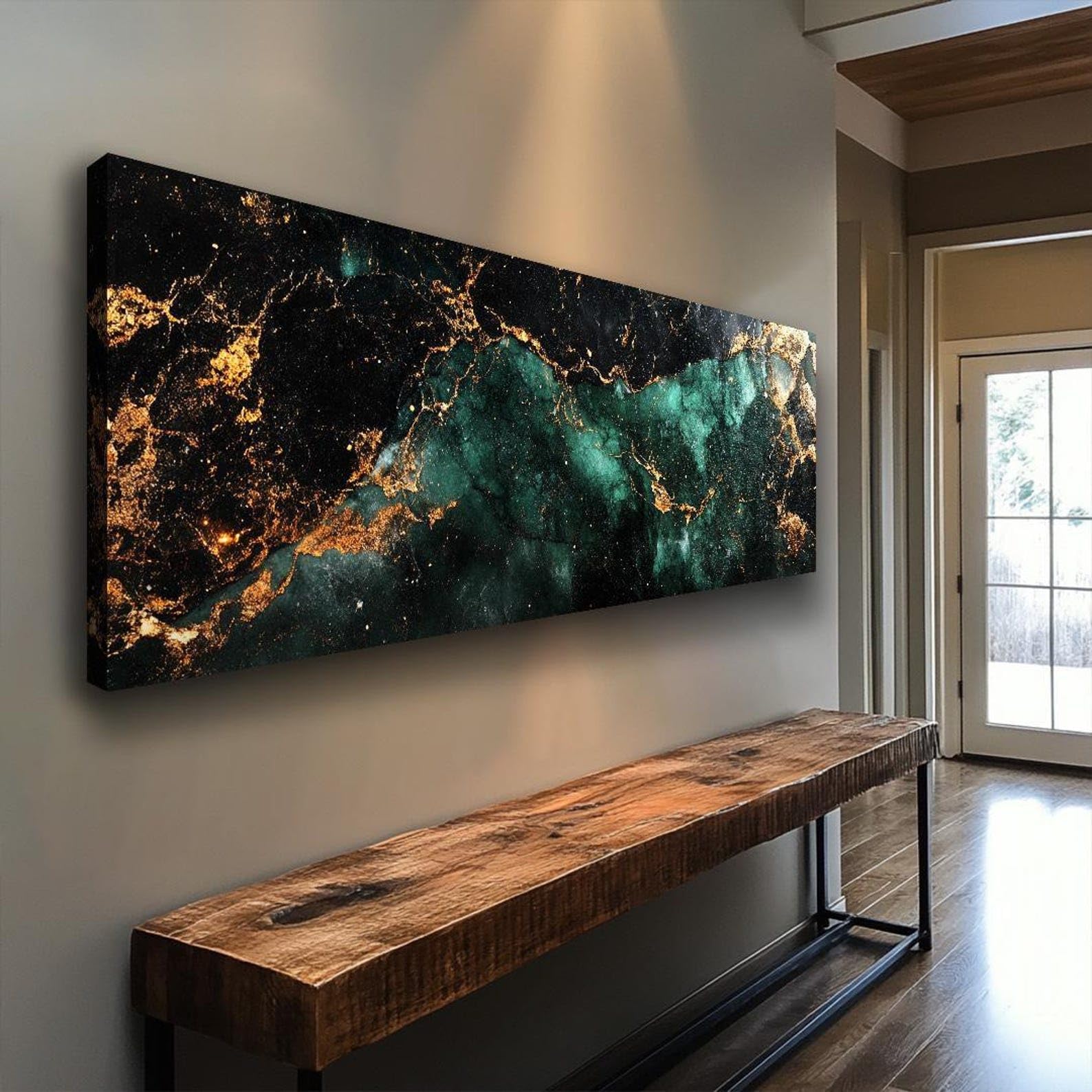 XBTYKPB Long Horizontal Wall Art, Narrow Horizontal Wall Art,Tall Thin Canvas wall art, Abstract Vintage Ink wash painting(40x120cm/Frameless)