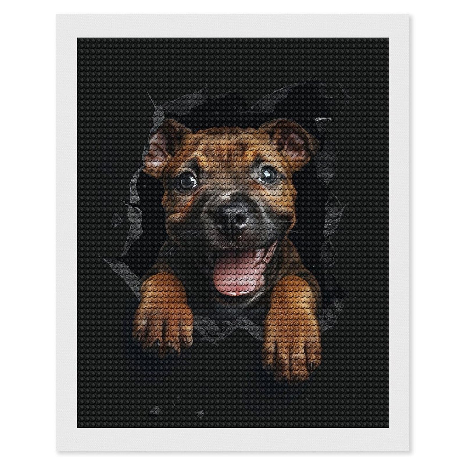 Junmoney Staffordshire Bull Terrier Crystal Diamond Art Kit 16"x20", Modern Decor, Boho Decor, Wall Art Gift, Decorative Artwork, Creative Hobby