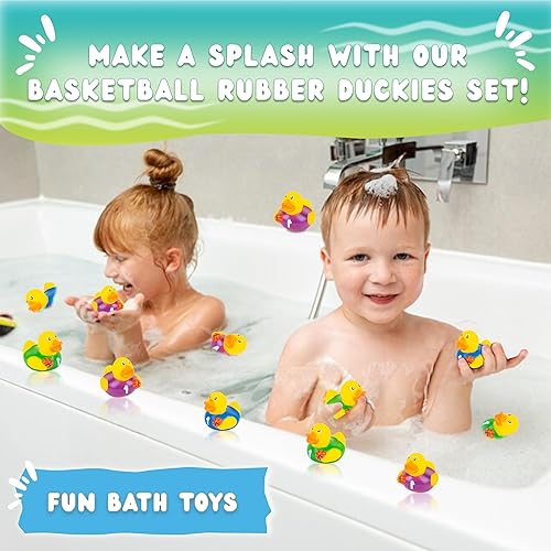 Miniatura 3 de Patos de goma con temática deportiva, juego de juguetes de baño de pato de goma, 2 pulgadas, hockey, béisbol, fútbol, baloncesto y fútbol, mini