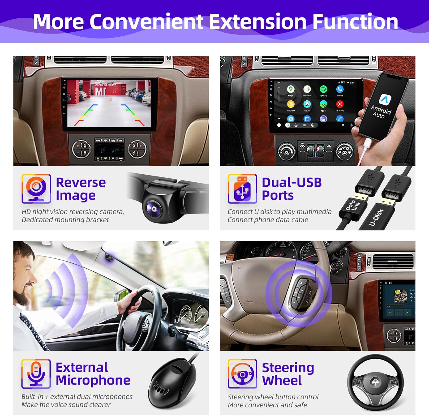 for Chevrolet Tahoe Suburban GMC Yukon 2007-2013 Car Radio Compatible with Wireless Carplay Android Auto TouchScreen Android Car Stereo Bluetooth GPS FM/AM WIFI Navigation 8croe 4+64GB Head Unit