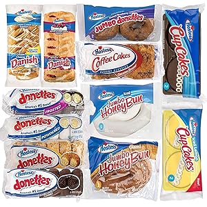 Hostess Variety Pack | Honey Buns, Coffee Cake, Donettes, Cakes, and Danish | 12 Packs