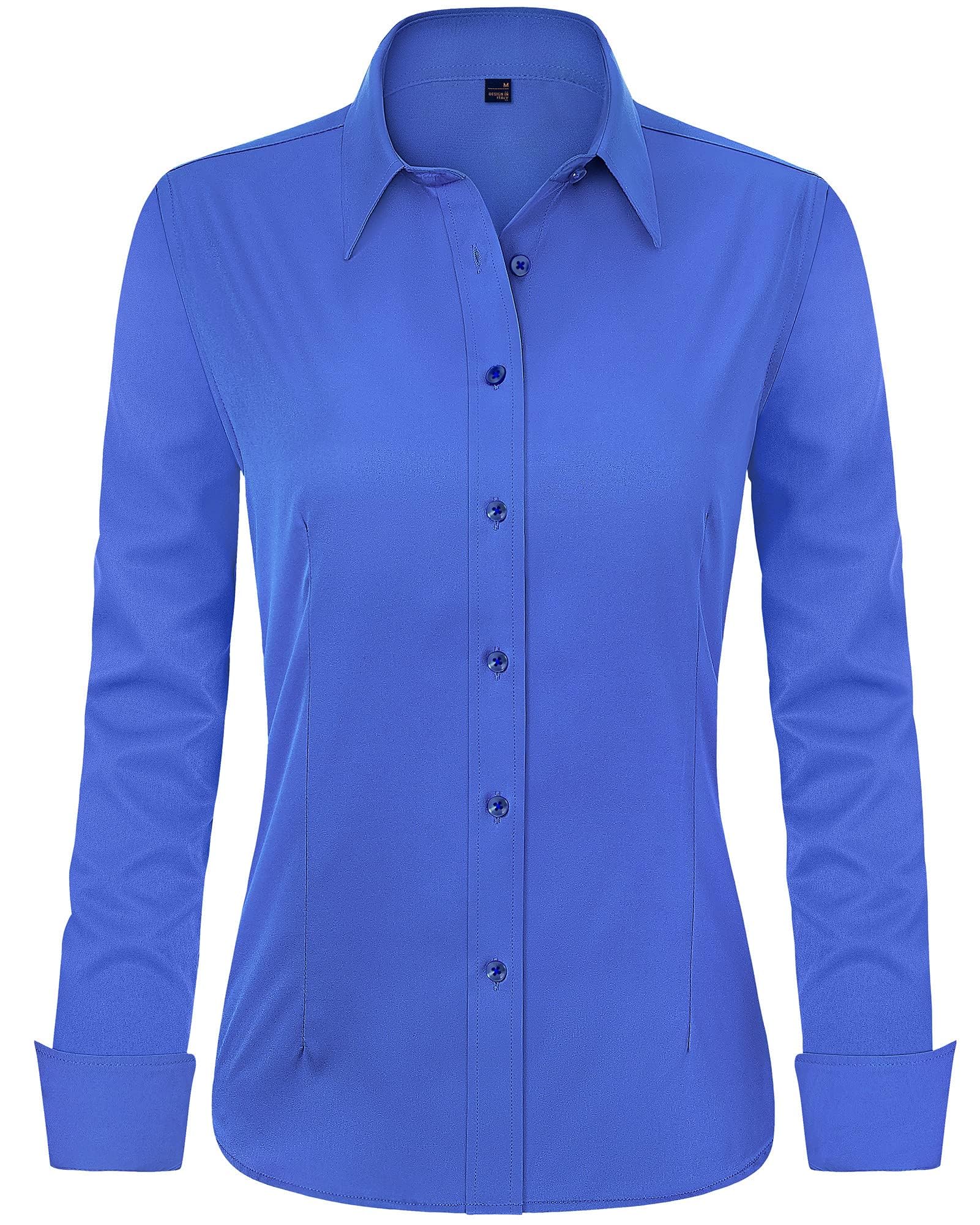 J.VER Womens Dress Shirts Long Sleeve Button Down Shirt Wrinkle-Free Business Casual Blouse Office Work Tops