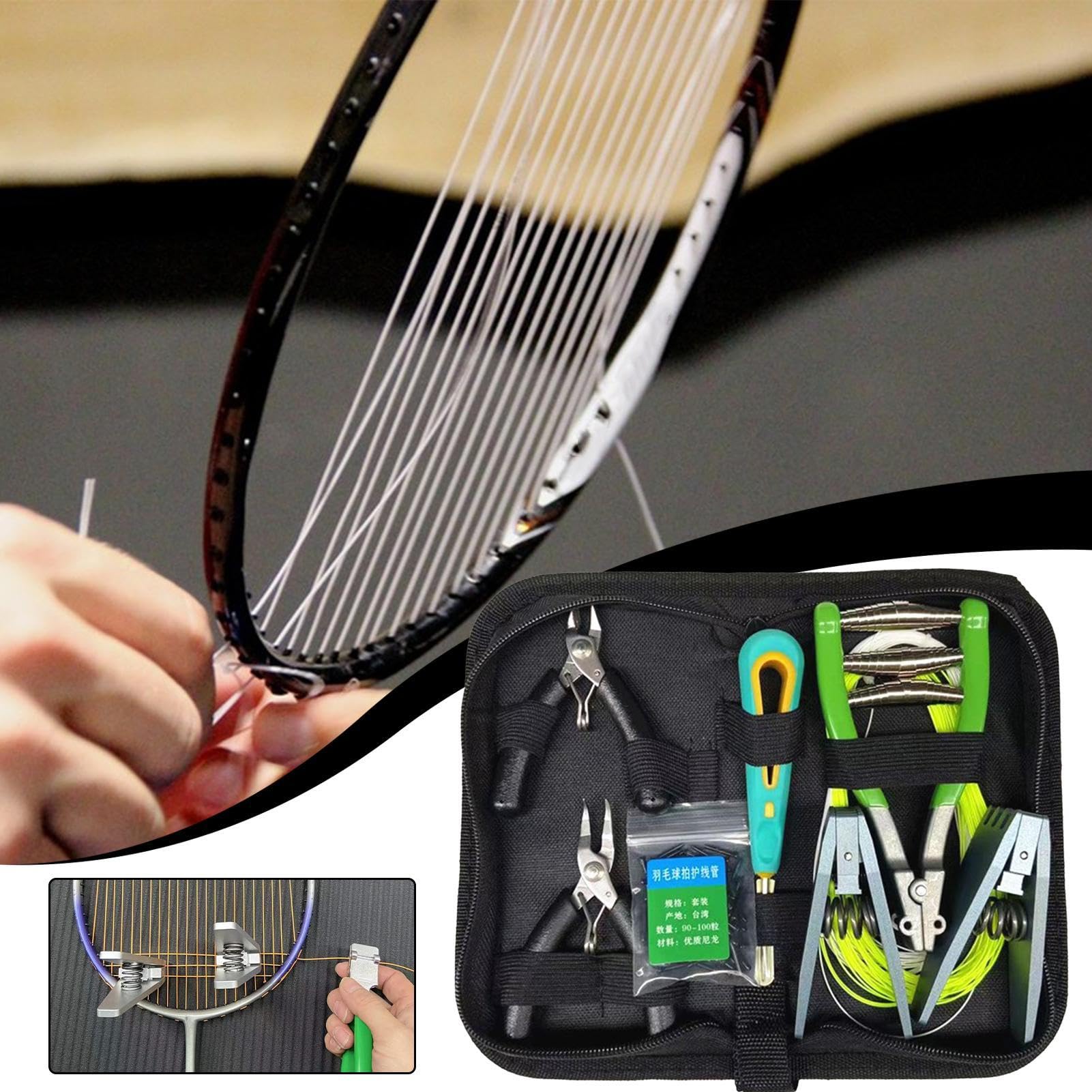 Máquinas y herramientas para encordar tenis, herramientas de abrazadera para encordar inicio de bádminton | Juego de herramientas de abrazadera profesional de alta resistencia | Accesorios de raqueta