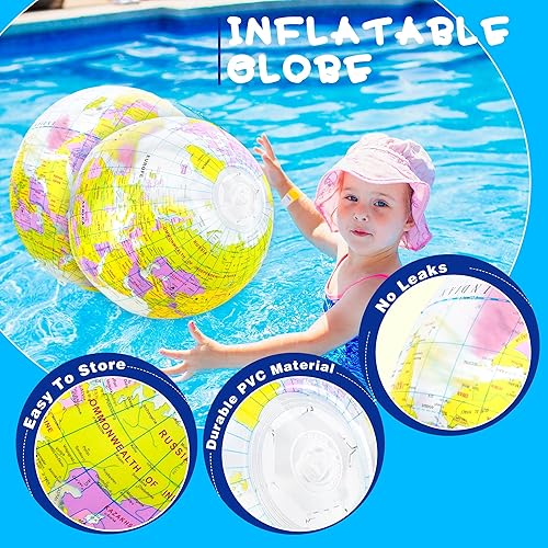 Miniatura 3 de Globo inflable de 16 pulgadas para inflar, globo del mundo de PVC, bola de playa, juguetes para niños, juego de piscina, juego en el aula, jugar o