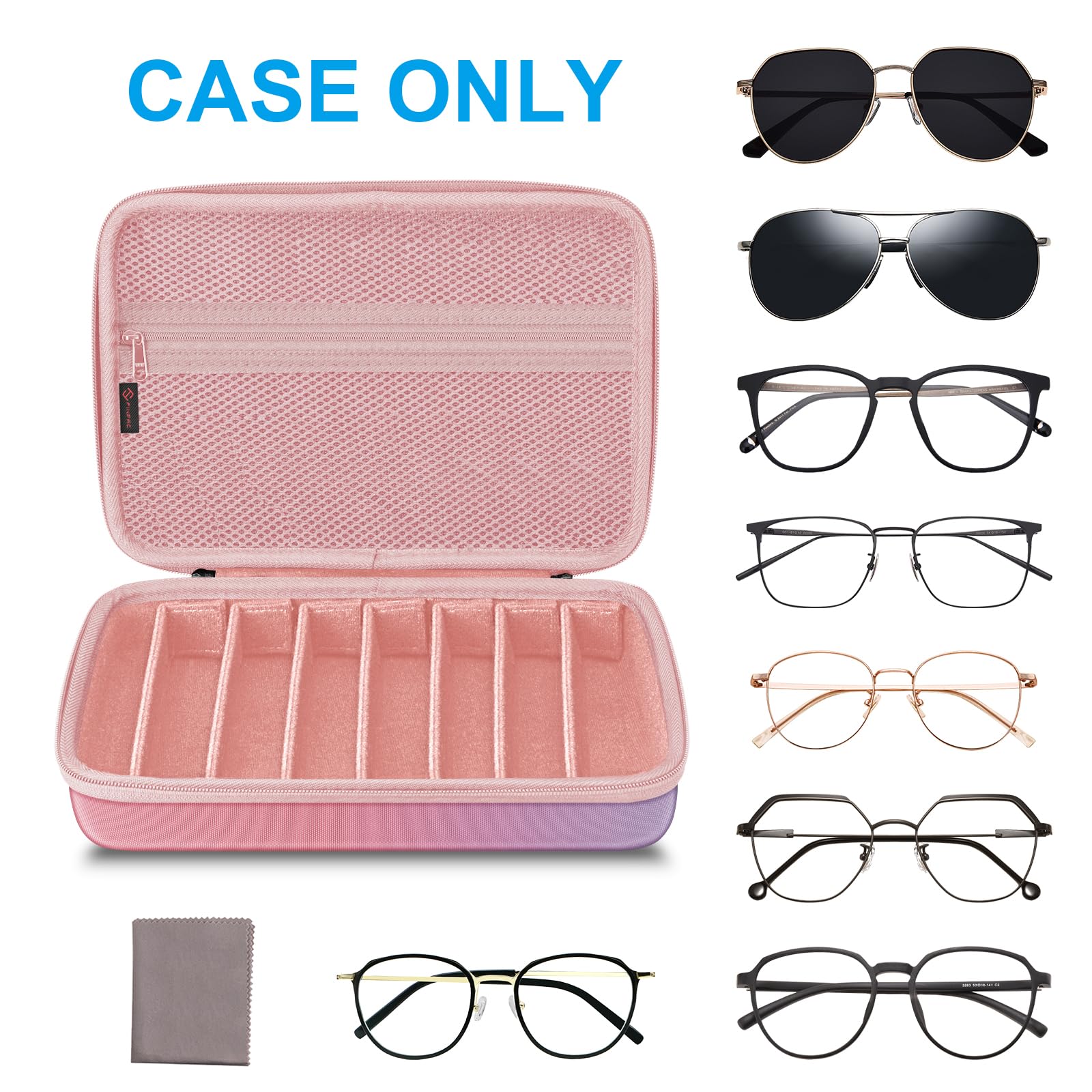 Fintie Custodia organizer da viaggio per occhiali da sole con 8 scomparti regolabili, in EVA rigida, per uomini e donne, Fantasia Ombre, Large, Custodia organizer da viaggio per occhiali da sole con