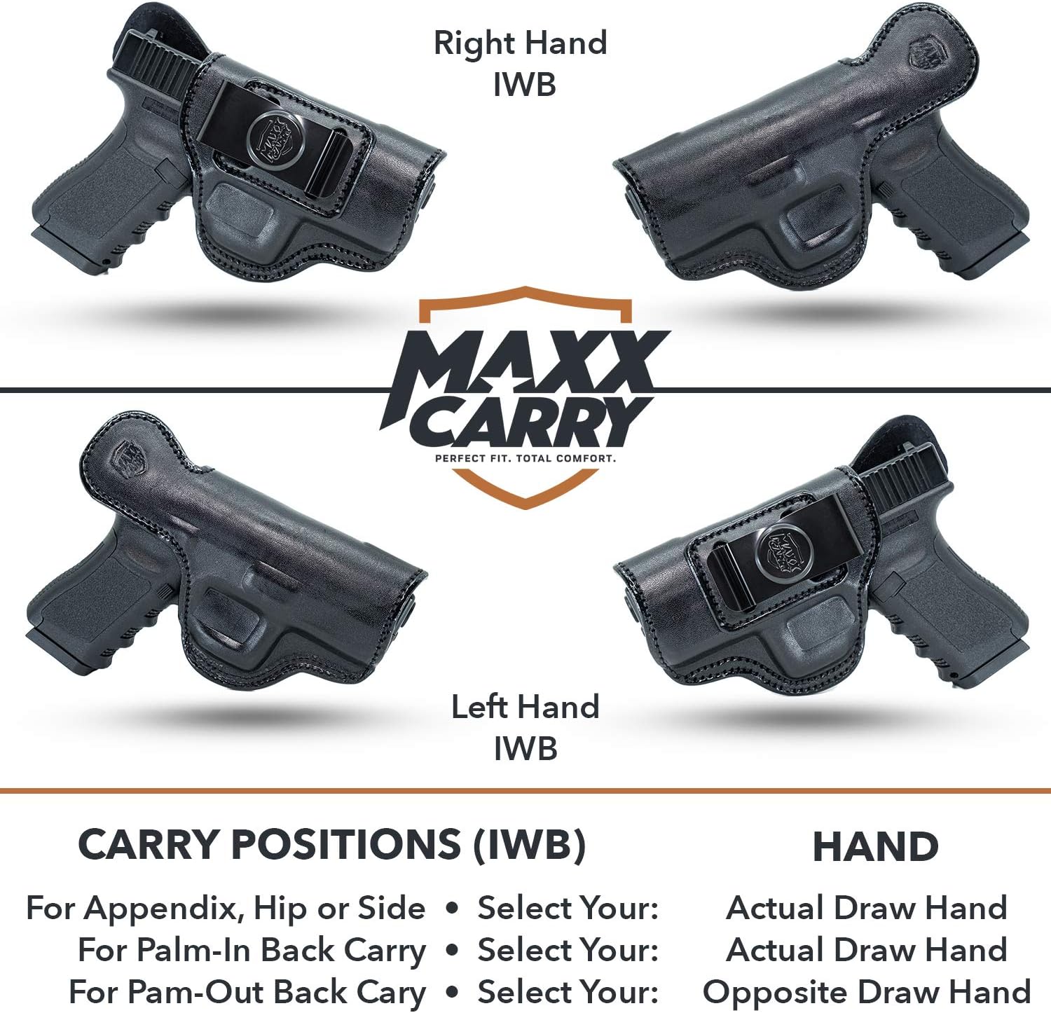 Maxx Carry Inside The Waistband Leather Holster Fits SIG P320 XCarry | XCompact | IWB Holster.