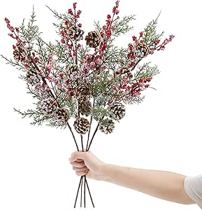 Artificial Twig And Snow Frosted Red Berry Spray - Picks + Sprays - Florals - Craft Supplies