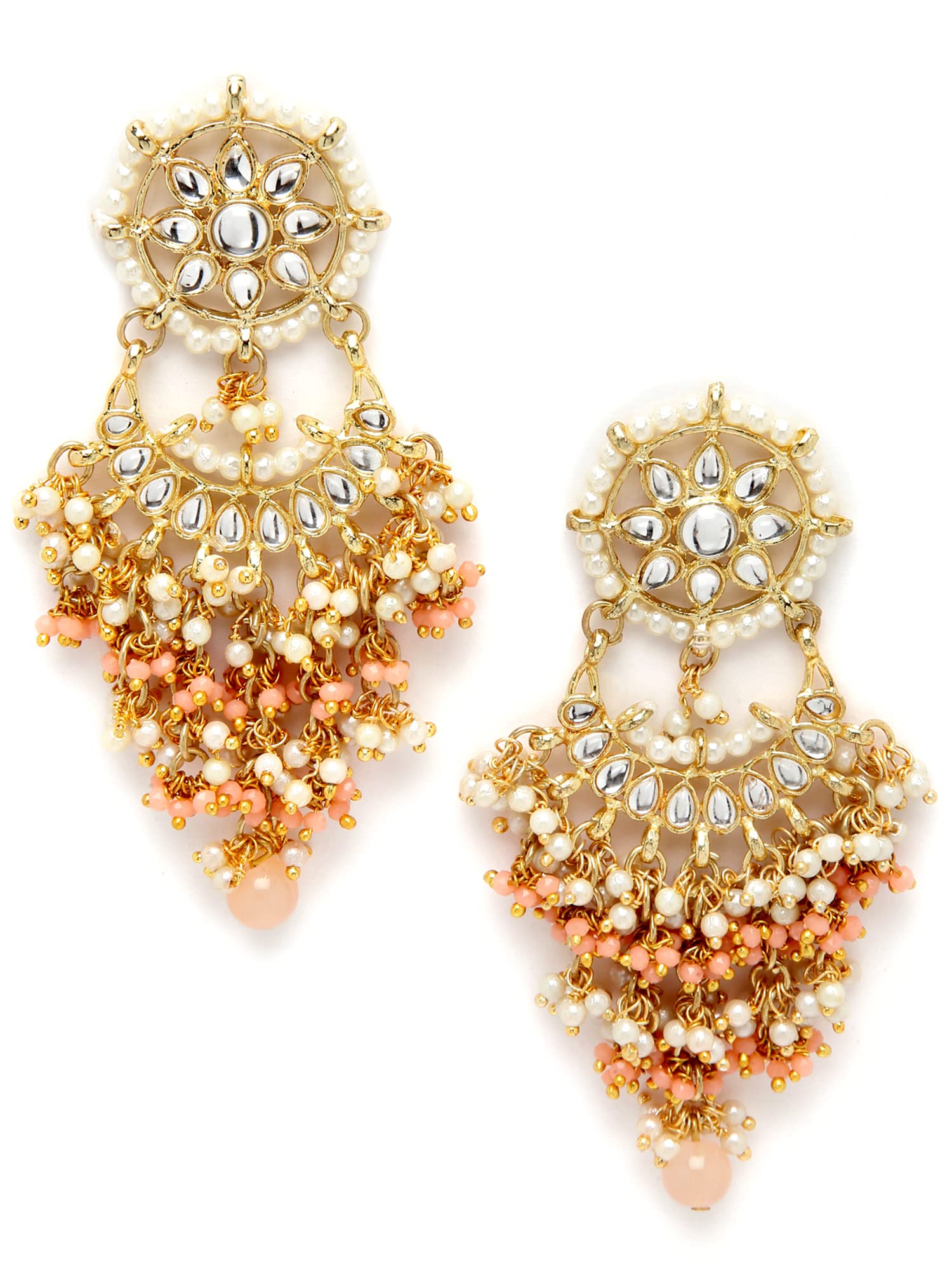 Karatcart Peach Crystal and Pearl Kundan Dangler Earrings for Women (B0B3XB379T) Amazon Price History, Amazon Price Tracker