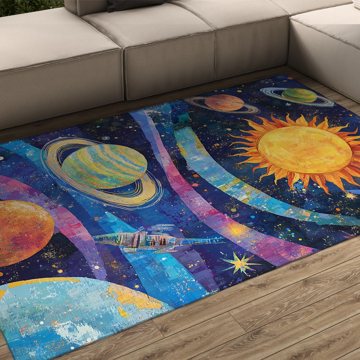 Tapis d’espace extra atmosphérique pour salle de jeux lavable
