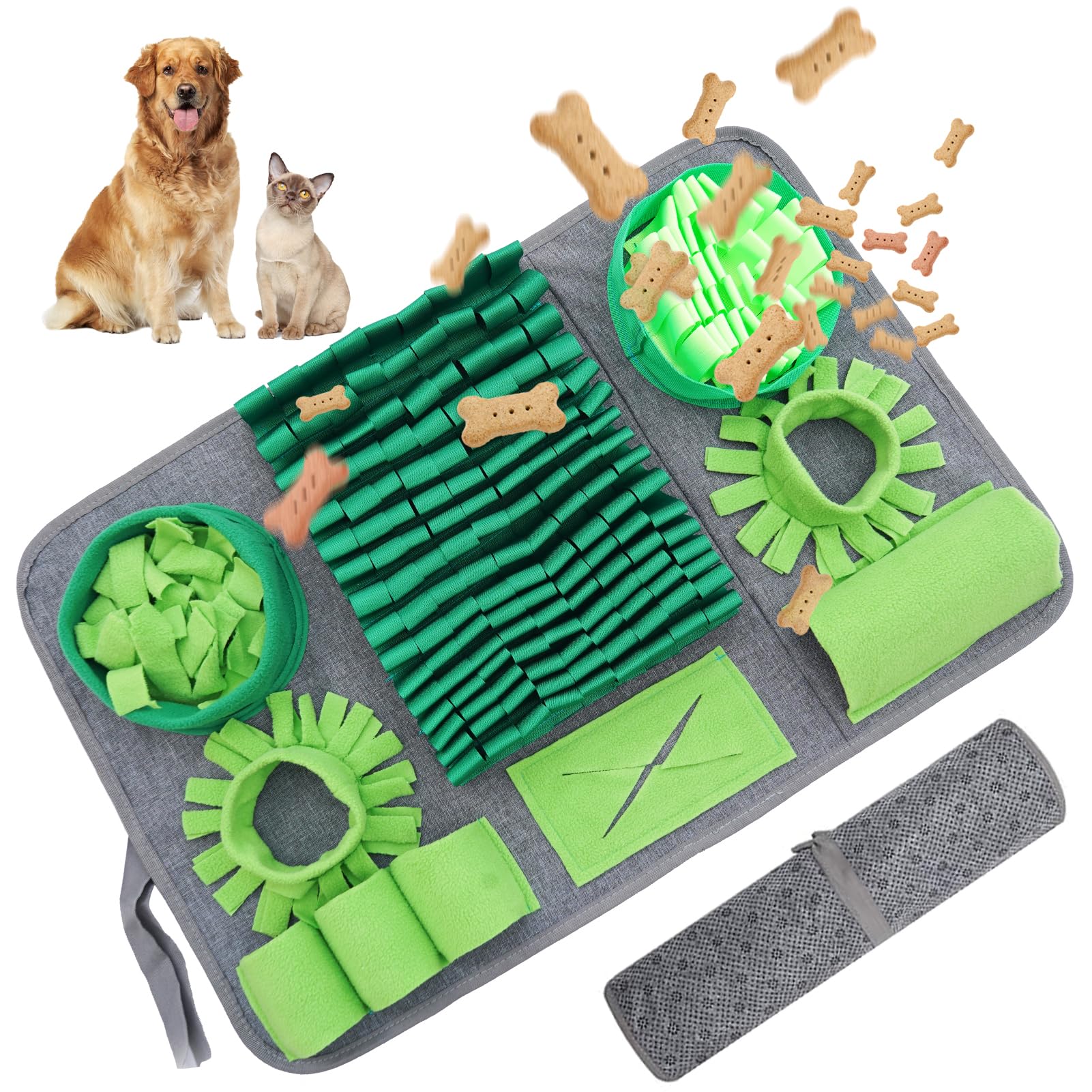 HDOELGP Schnüffelteppich Hund Haustier schnüffelmatte Interaktives Hundespielzeug Bestes Material Extrem haltbar Intellektuelles Spielzeug für Hunde rutschfest Slow Feeder （44 * 66cm）