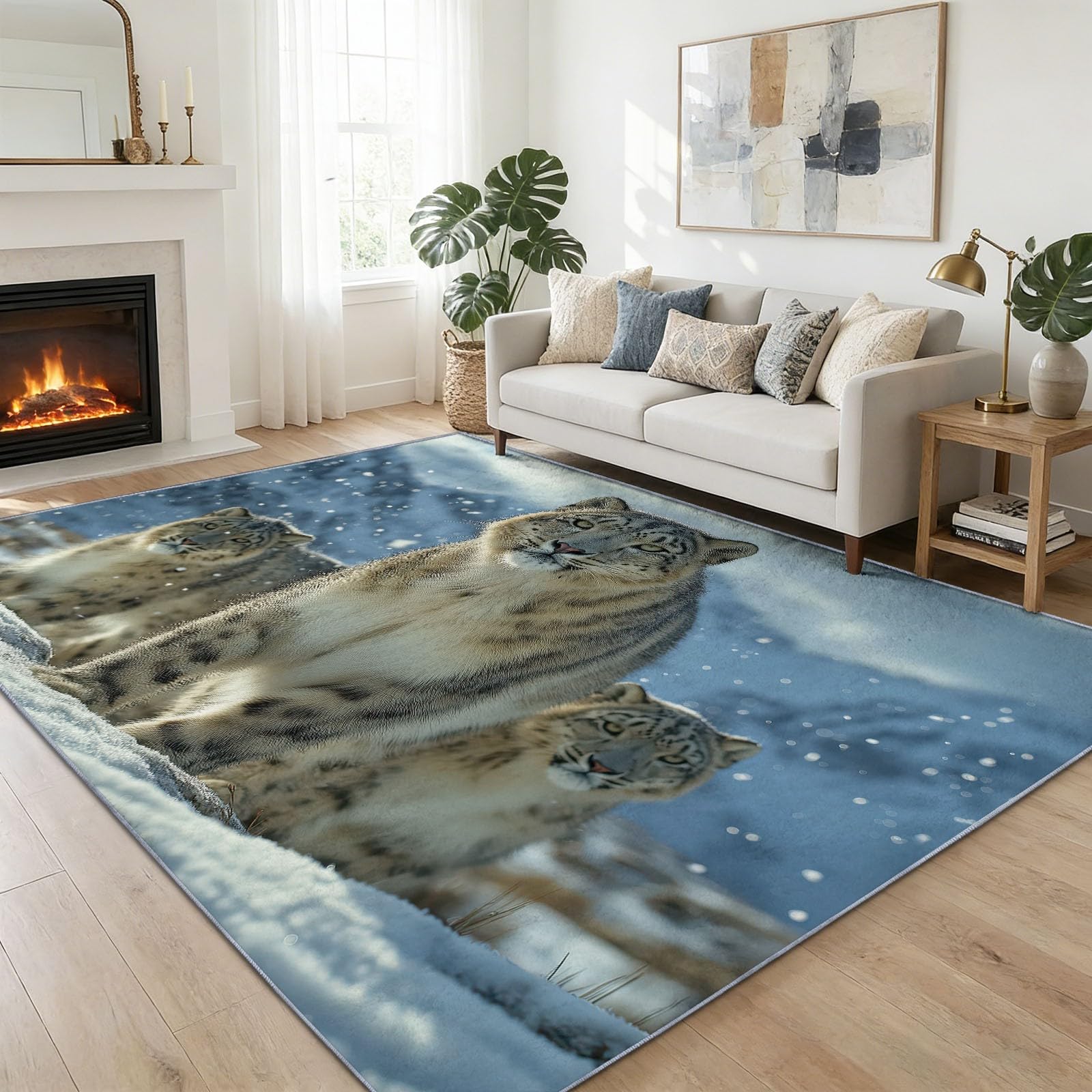 Tapis de chambre léopard pour créer un salon nature et cosy