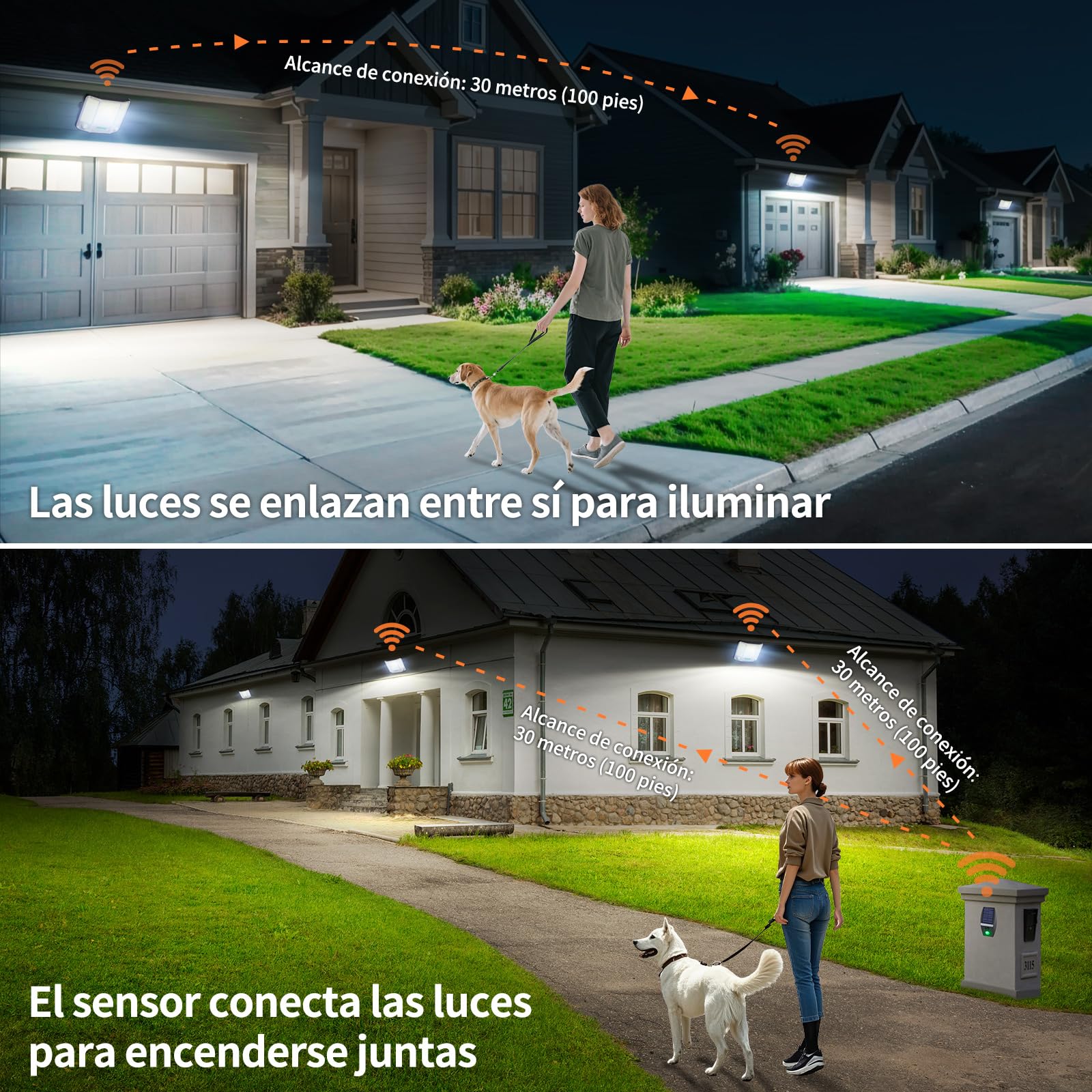 intelamp Luz Solar Exterior Impermeable 2026, Foco Solar 230LED con Batería 20000mAh, 4000LM 6500K Alta Luminosidad, Iluminación para Jardín, Patio, Pasillo y Exteriores