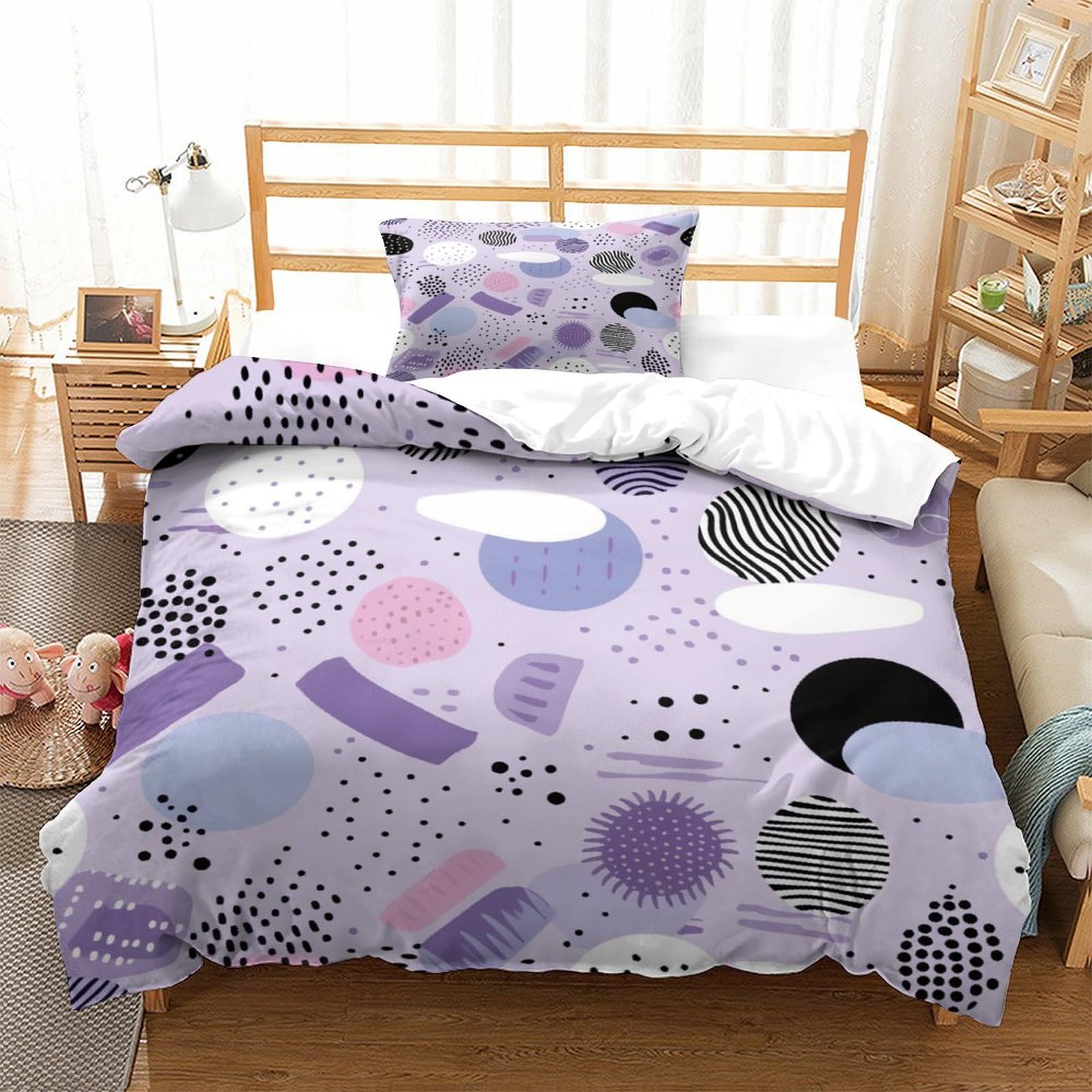 P1S9U7W5Y 3D Printed Nordic Geometric Duvet Cover Set 3pcs Microfiber Abstract Bedding Set Single（135x200cm）