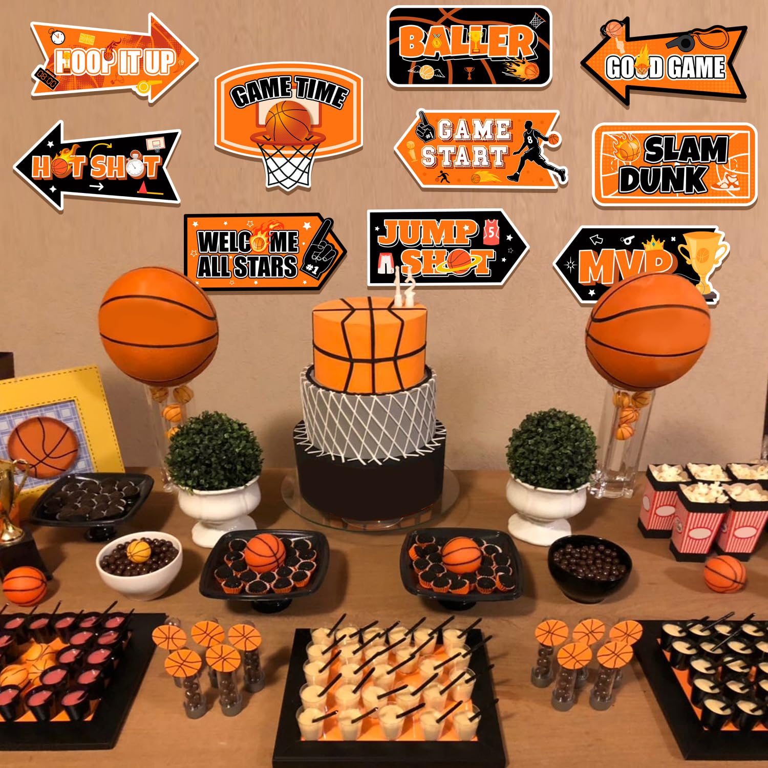 Décoration d'Anniversaire Basketball, 20 Pcs Panneau de Décorations de Fête de Basket-Ball pour Décorations de Fête D'anniversaire sur le Thème du Basket-Ball