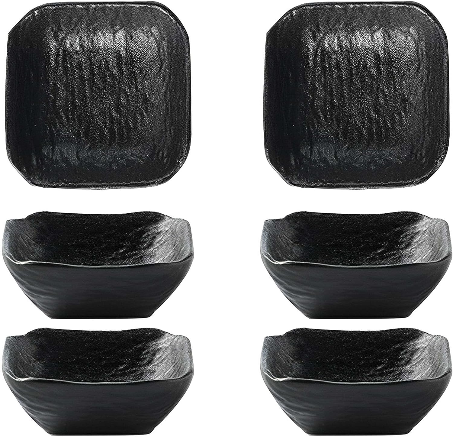 Tapas-Gerichte, Dessertschalen, Sojasaucen-Geschirr-Set, Dip-Schalen aus Keramik, Soßenschalen, Tapas-Schalen, Geschirr-Set mit Blumenmuster for Dessert, Snack-Schwarz-4er-Set ( Color : Black , Size :