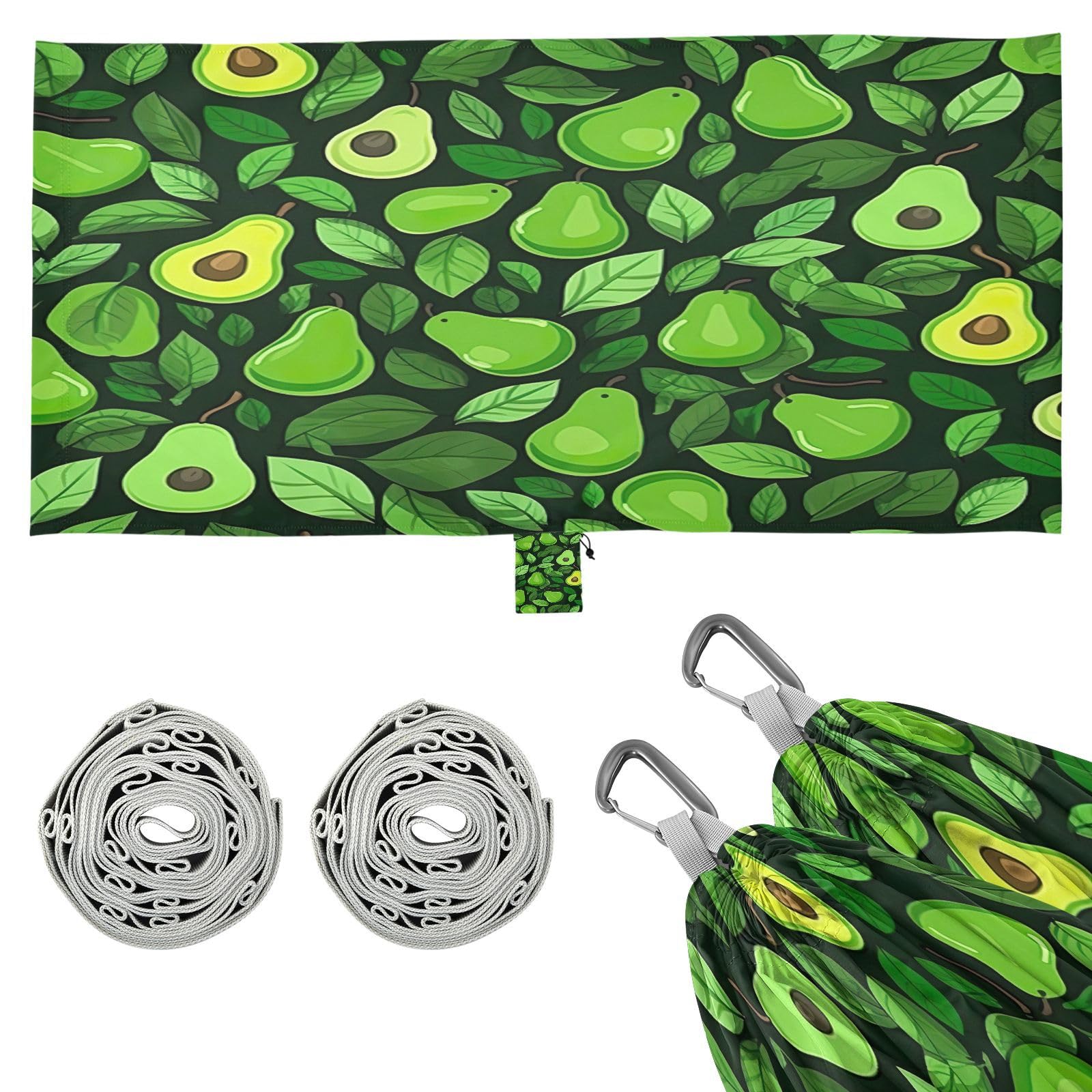 ATTX Small Avocado Slices Camping Hammock - Lightweight & Portable Hammocks, Heavy Duty 330lbs Capacity for Indoor, Hiking, Backpacking, Travel, Backyard, Beach#379