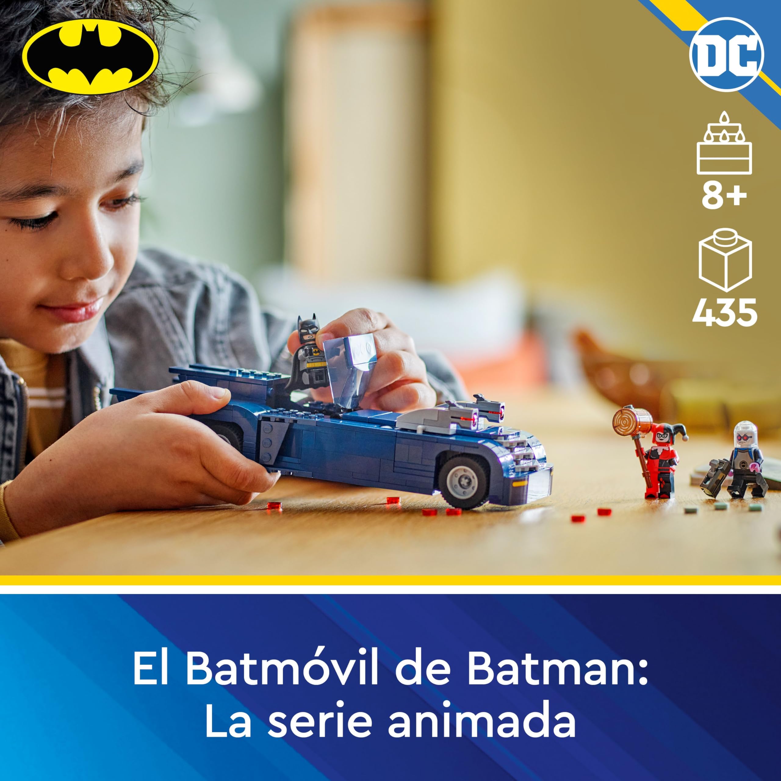 LEGO DC Batman Batman con Batmóvil vs. Harley Quinn y Mr. Freeze, Coche de Juguete de la Serie para Televisión y Minifiguras, Regalo para Niños y Niñas de 8 Años o Más 76274