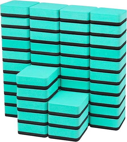 Paquete de 48 borradores magnéticos en seco para pizarra blanca para niños y aulas (2 x 2 x 0.79 pulgadas) (02, verde)