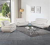 Vista 8 de Moderno juego de sofá de 3 piezas para sala de estar, juego de sofá de piel sintética, color negro