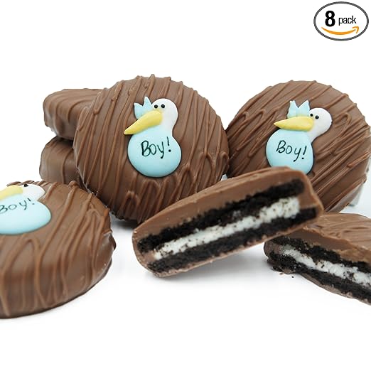 Philadelphia Candies Milk Chocolate Covered OREO Cookies, Blue Stork (It's a Boy!) Baby Gift 8 Ounce