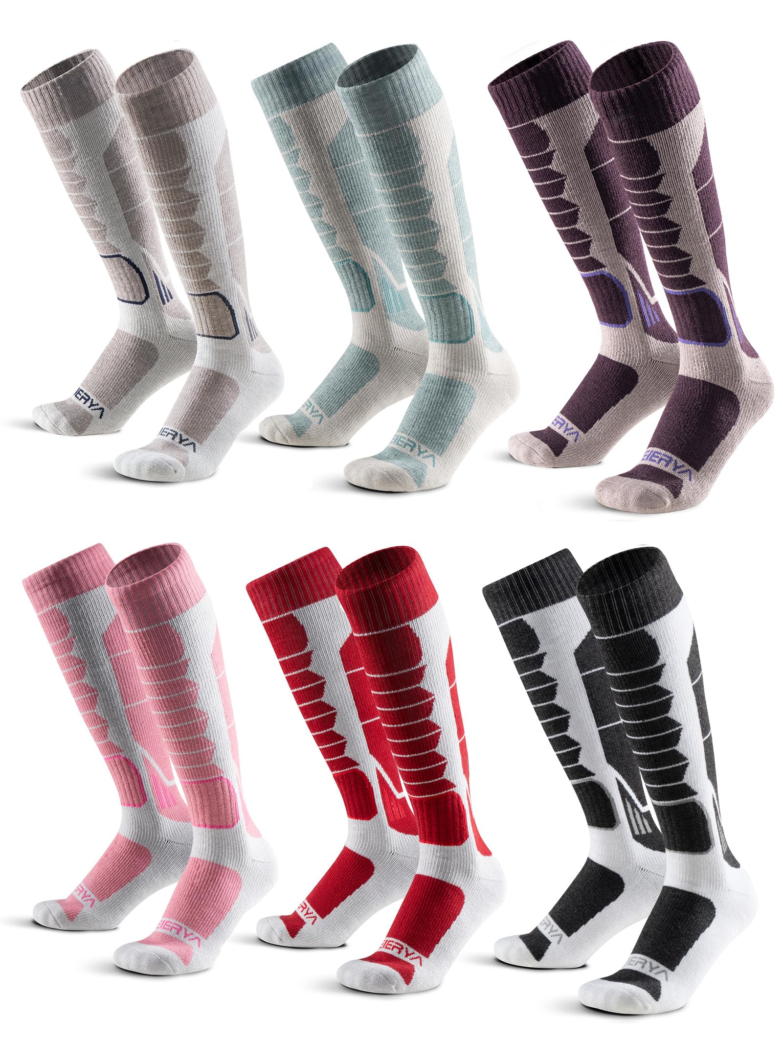 Merino Wool Ski Socks for Men, Women &amp; Youth - Over-the-Calf Full Cushion Thermal Snowboard Socks, Winter Performance