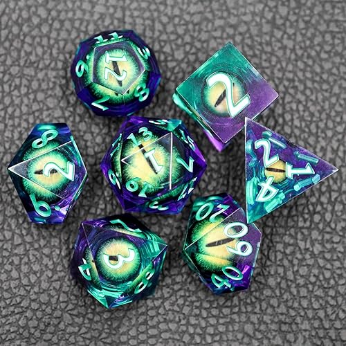 Dados de globo ocular flotante,Dados de borde afilado D&D con caja de regalo,Dados de ojo de dragón poliédricos RPG para juegos de rol