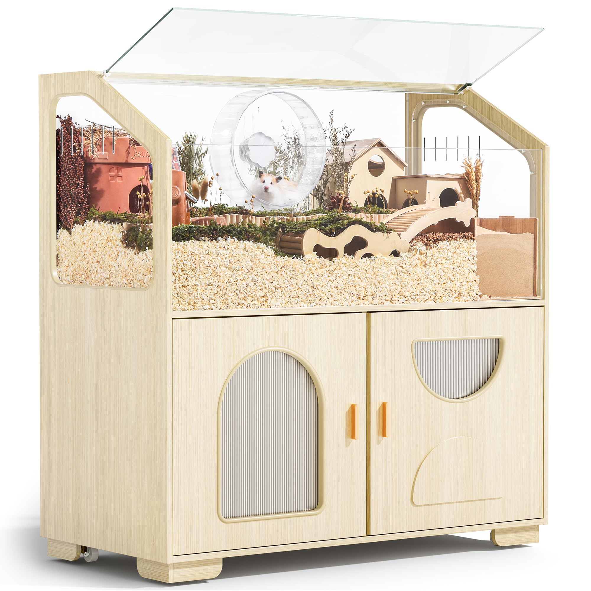 【本日限定値引】BUCATSTATE 70cm 大型 ケージ 飼育セット付き Amazon | BUCATSTATEハムスターケージ 収納キャビネット一体型 木製
