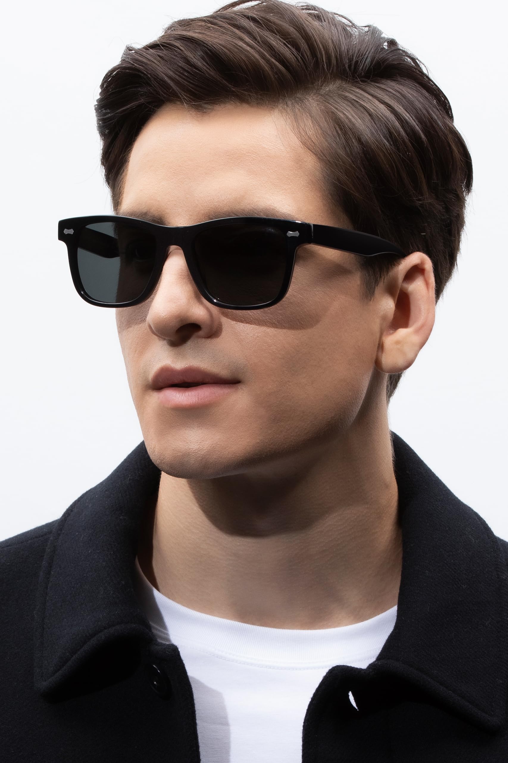 CARFIA Retro Acetate Polarized Sunglasses for Men UV Protection with Embossed Pattern Wire Core CA2301 Grey Lens