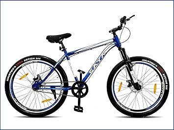 Caya Fueled Unisex Freeride Bike , 24 Inches | Steel Frame 12.5 Inches | Double Alloy Rim | Dual Disk Brake & Front Suspension Bicycle (Blue)